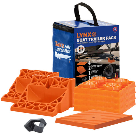 Tri-Lynx | Paquete de remolque para barco Lynx | 00023 | 4 niveladores Lynx | 2 muelles Chock R