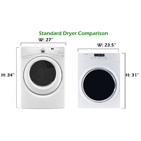 Pinnacle | Secadora compacta estándar | 18-860 | Blanca con detalles plateados | 3.5 pies cúbicos