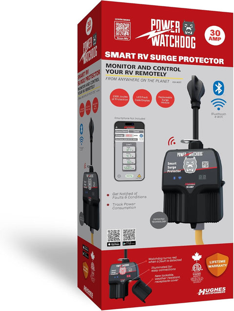 Hughes | Gen II – 30 Amp WiFi Surge Protector | PWD30W | 30 Amp | Bluetooth | Portable