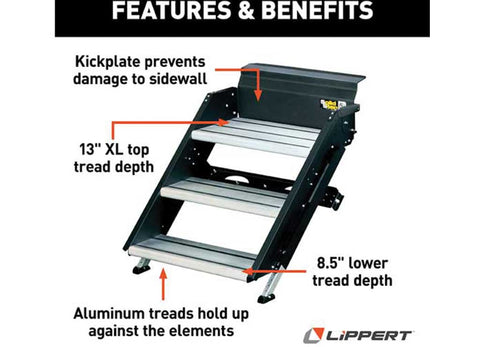Lippert | Solid Step Premium RV Steps | 26" | Triple | 791572