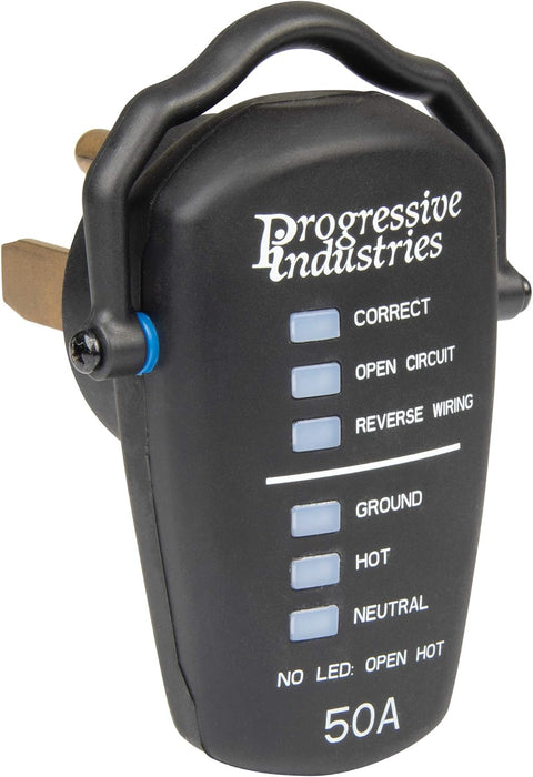Progressive Industries | Comprobador de circuitos portátil para vehículos recreativos | RRT-50 | 50 amperios