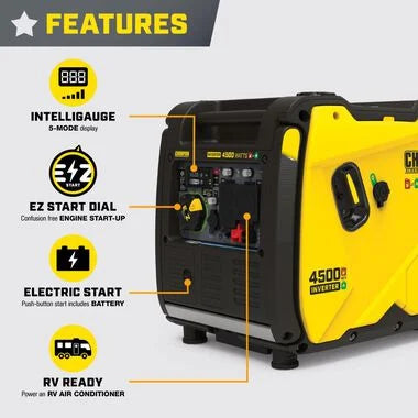 Champion | Electric Start Inverter Dual Fuel Inverter | 201319 | With CO Shield | 4500W