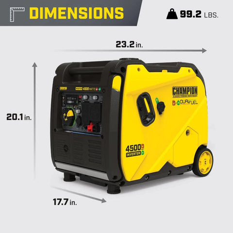 Champion | Electric Start Inverter Dual Fuel Inverter | 201319 | With CO Shield | 4500W