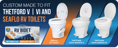 Clean Camper | Custom RV Bidet for Thetford V, VI & SeaFlo RV Toilets | CC-THETFORD-VI-BIDET | White