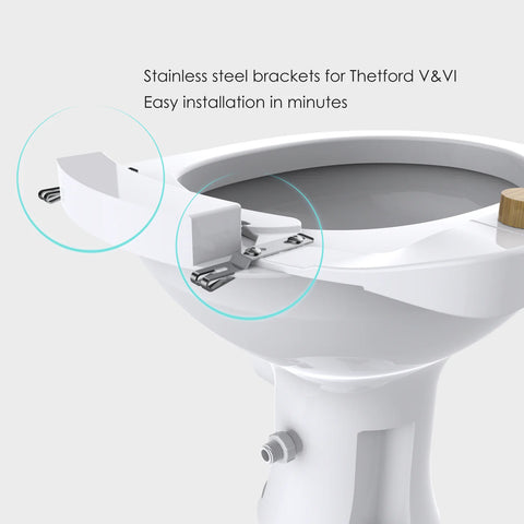 Clean Camper | Custom RV Bidet for Thetford V, VI & SeaFlo RV Toilets | CC-THETFORD-VI-BIDET | White