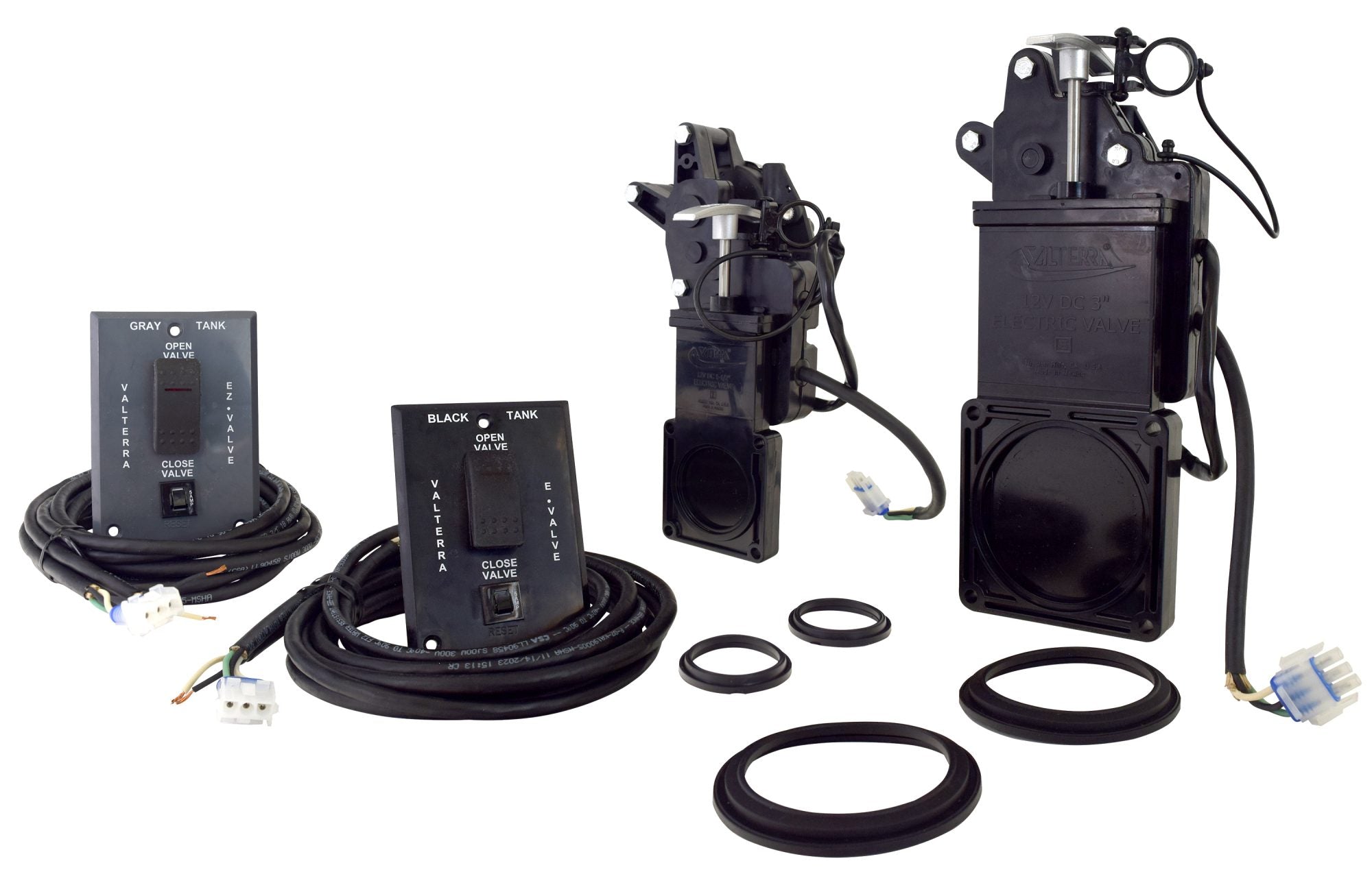 Valterra E1001B Electric RV Sewer Waste Valve – 1-1/2" With Switch