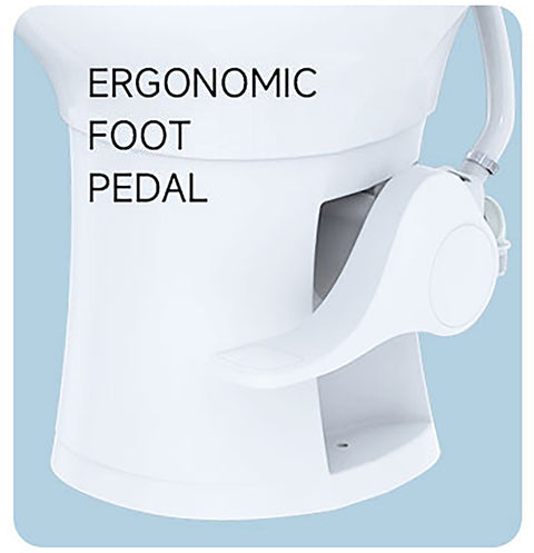 Seaflo | Inodoro residencial de altura para autocaravanas | SFRTCH-02-01 | Taza de cerámica alargada | Pedal | Blanco