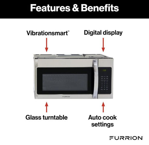 Furrion | Horno microondas de convección sobre la estufa | FMCM15A-SS | 2022007898 | 2.ª generación | 1.5 pies cúbicos | 900 vatios | Acero inoxidable