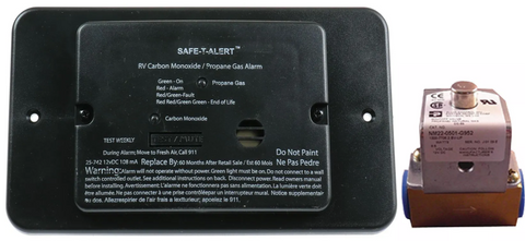 MTI Industries | Alarma profesional de LP/CO con relé | Montaje empotrado | 25-742-R-BL-TR-KIT | Anillo embellecedor | Negro