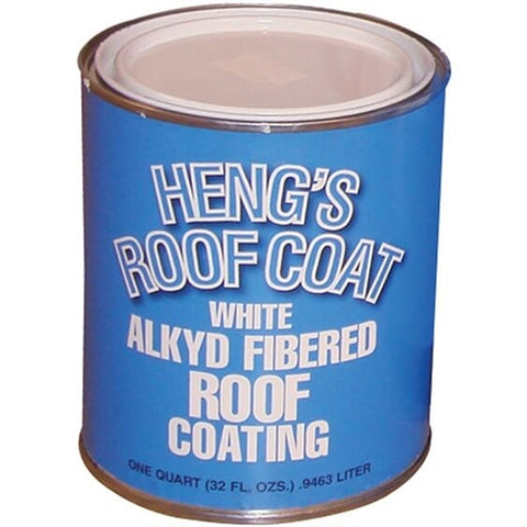 Hengs | Alkyd Fibered Roof Coating for Metal / Fiberglass Roofs | 45032 | 1 Quart | White | Covers 50'