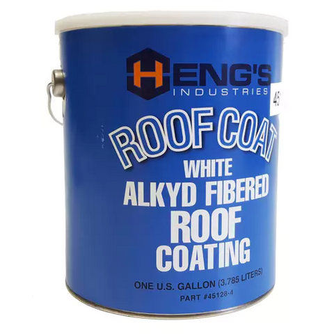 Hengs | Alkyd Fibered Roof Coating for Metal / Fiberglass Roofs | 45128-4 | 1 Gallon | White | Covers 100 - 150 Sq Ft