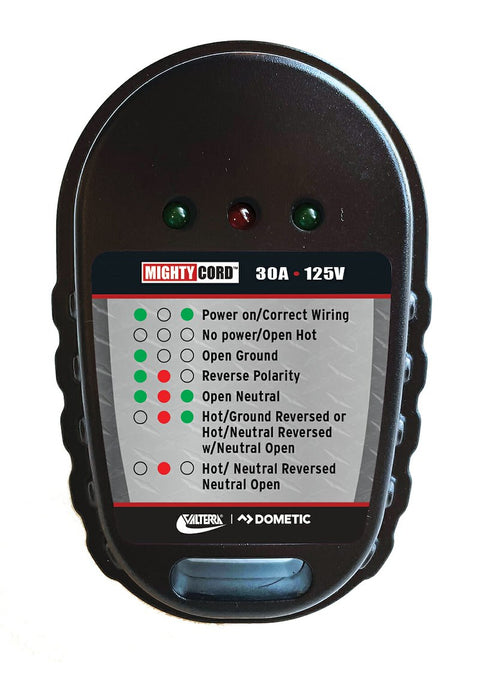 Valterra | Comprobador de circuitos para vehículos recreativos Mighty Cord de 30 amperios | A10-30CTVP