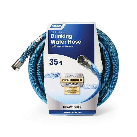 Camco | Manguera de agua potable premium TastePURE con 2 resortes | 22843 | Agua dulce | 10,6 m