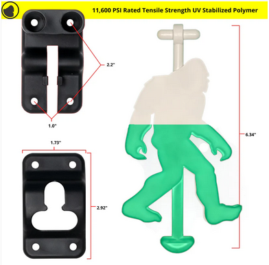 Sasqlatch | Pestillo de puerta Bigfoot | 22220001 | Brilla en la oscuridad | Soporte negro