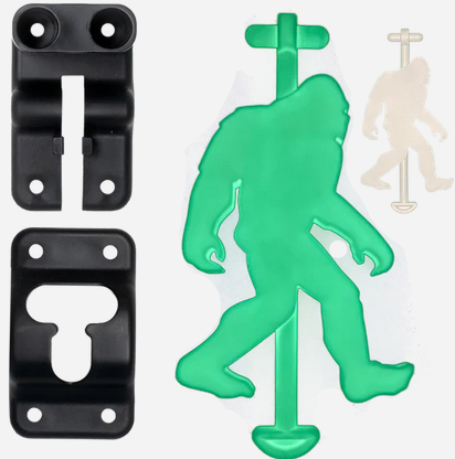 Sasqlatch | Pestillo de puerta Bigfoot | 22220001 | Brilla en la oscuridad | Soporte negro