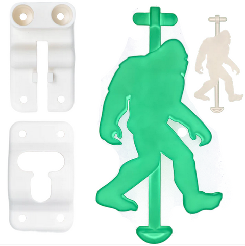 Sasqlatch | Pestillo de puerta Bigfoot | 22220002 | Brilla en la oscuridad | Soporte blanco