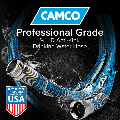 Camco | Manguera de agua potable premium TastePURE con 2 resortes | 22823 | Agua dulce | 3 m