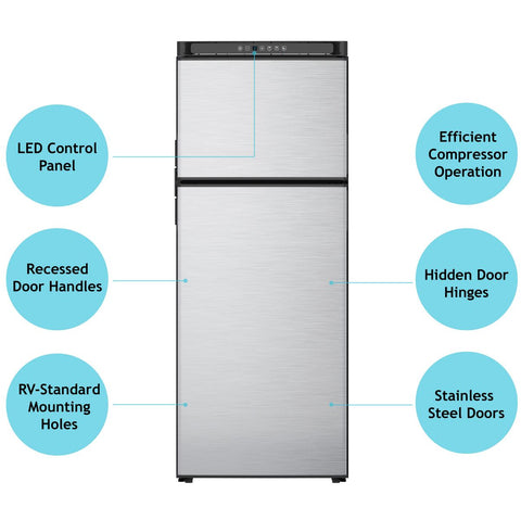 Norcold | Refrigerador para autocaravanas de 12 voltios, serie Polar | N10DCSSR | 10.7 pies cúbicos | Acero inoxidable