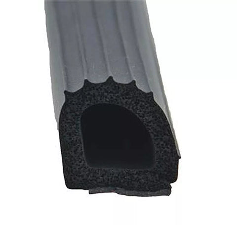 AP Products | Ribbed D Seal with Tape Foam D Seal with Hats 1" x 1" x 50' | 018-206 | 50' Roll