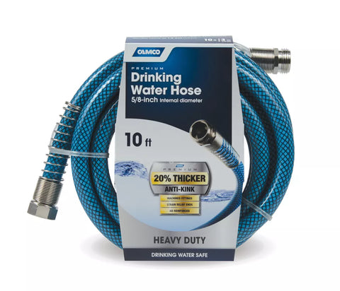 Camco | Manguera de agua potable premium TastePURE con 2 resortes | 22823 | Agua dulce | 3 m