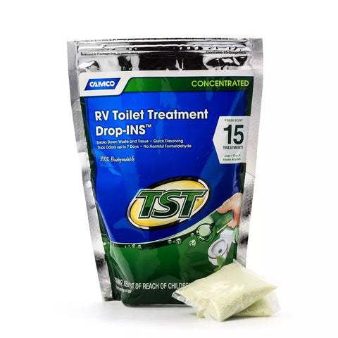 Camco | TST Drop-Ins | 40264 | Fresh Scent | 15 Pack, Black Water Chemical, United RV Parts