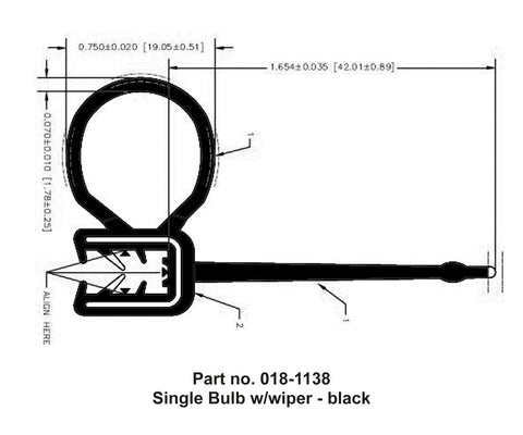 AP Products | Black Single Bulb - w/ Wiper 2" x 3" x 35' | 018-1138 | 35' Roll