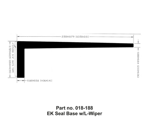 AP Products | EK "L" Wiper - Black 2-1/2" x 4/5" x 20' | 018-188 | 20' Roll | Black