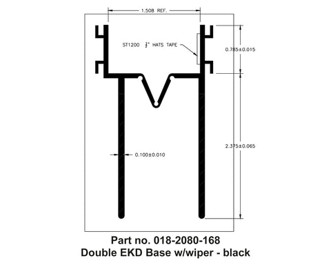 AP Products | Double EKD Base with 2-3/8" 1-1/2" x 3-3/16" x 14' | 018-2080-168 | 14' Roll | Black