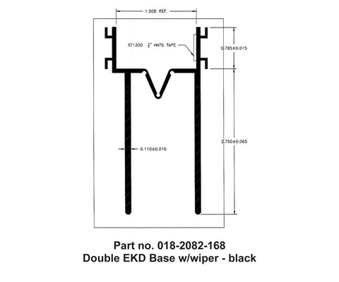 AP Products | Double EKD Base with 2-3/4" Wiper 1-1/2" x 3-1/2" x 14' | 018-2082-168 | 14' Roll | Black