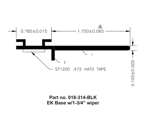 AP Products | EK Wiper Seal Base with 1 3/4" Wiper | 018-314-BLK | 35' Roll | Black