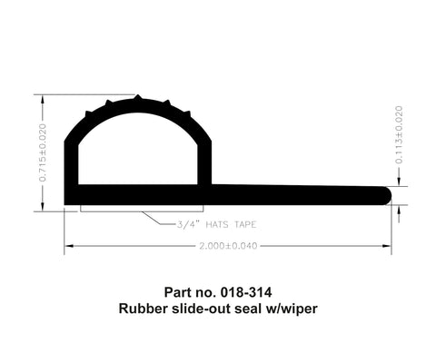 AP Products | Rubber Slide out Seal with Wiper & Tape 5/8" x 1-15/16" x 35' | 018-314 | 35' Roll | White