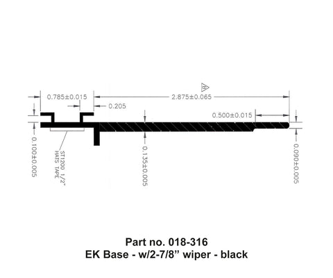 AP Products | EK Wiper Seal Base with 2-7/8" Wiper | 018-316 | 35' Roll | Black