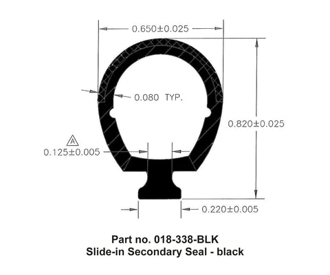 AP Products | Slide in Secondary Seal 13/16" x 11/16" x 30' | 018-338-BLK | 30' Roll | Black