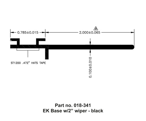 AP Products | EK Wiper Seal Base with 2" Wiper | 018-341 | 35' Roll | Black