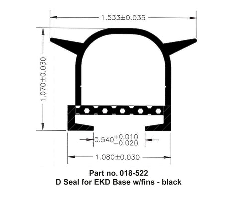 AP Products | D Seal for EKD Base with Fins 1-1/2" x 1" x 40' | 018-522 | 40' Roll | Black