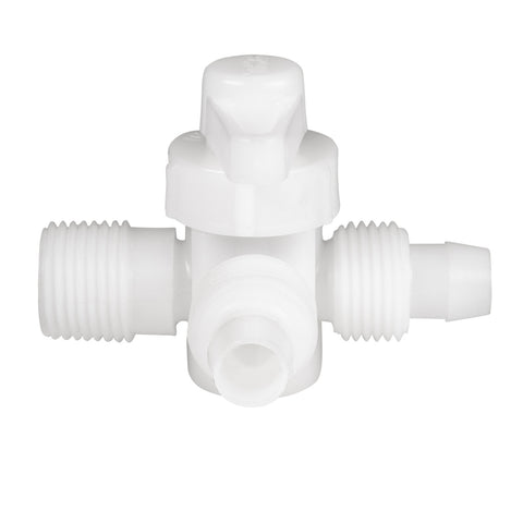 Flair-It | 3 Way Bypass Valve | 06912 | 90 Degree Center Drain | 1/2" PEX x 1/2" Male Pipe Thread x 1/2" PEX