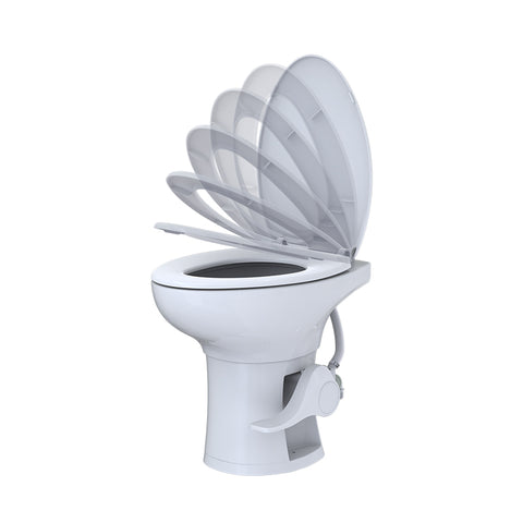 Seaflo | Residential Height RV Toilet | SFRTCH-02-01 | Elongated Ceramic Bowl | Foot Pedal | White