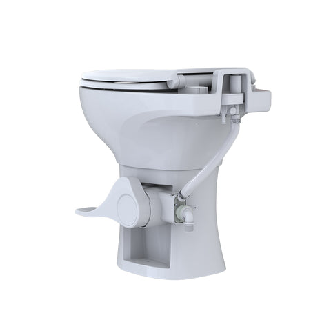 Seaflo | Residential Height RV Toilet | SFRTCH-02-01 | Elongated Ceramic Bowl | Foot Pedal | White
