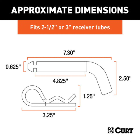 Curt | 5/8" Hitch Pin | Extra Length | 21506 | 21,000 lb Capacity