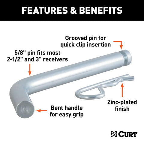 Curt | 5/8" Hitch Pin | Extra Length | 21506 | 21,000 lb Capacity