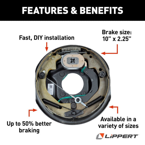 Lippert | 10" Electric Brake Assembly | Self Adjusting | 296649 | Left