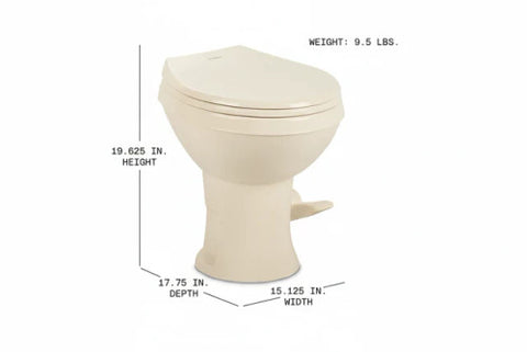 Dometic | 421 Platinum RV Toilet W/ Elongated Porcelain Bowl | 9610008284 | 9610007973  | Short Height | Bone
