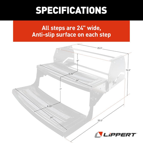 Lippert | 24" Double Radius RV Step | 432682 | 7" drop