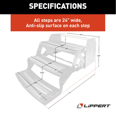 Lippert | 24" Triple Radius RV Step | 432687 | 7" Drop