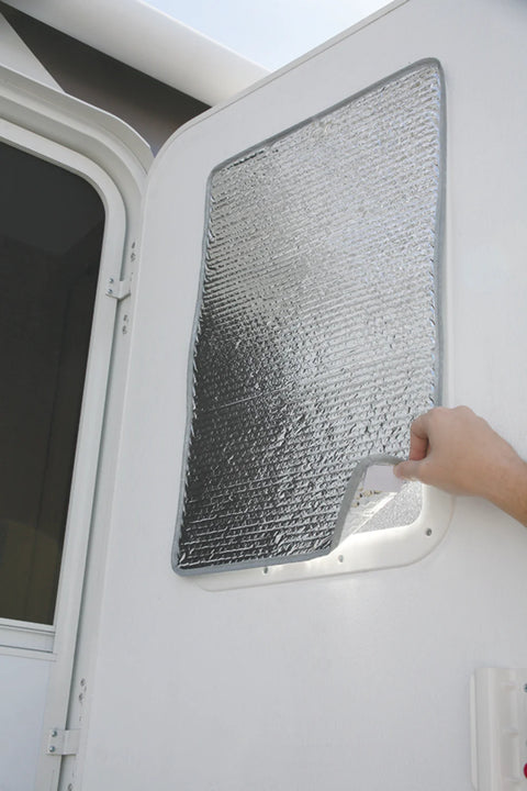 Camco | Reflective RV Door Window Cover | 45167 | 16" X 24"