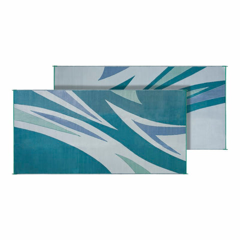 Faulkner | Green/Blue Summer Waves Patio Mat | 45637 | 8' x 16'