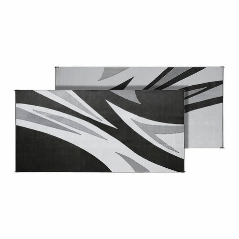 Faulkner | Black &Grey Summer Waves Patio Mat | 46341 | 8' x 20'