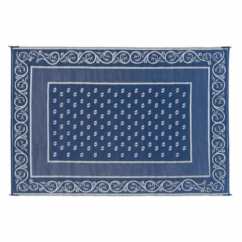 Faulkner | Reversible Vineyard RV Patio Mat | Blue | 48701 | 9' x 12'