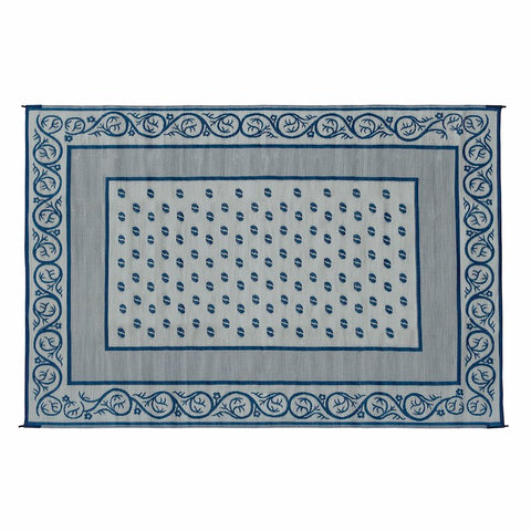 Faulkner | Reversible Vineyard RV Patio Mat | Blue | 48701 | 9' x 12'