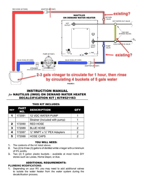 Suburban | IW60 Decalcification / Descaling Kit | 521163 | IW60 Series | Nautilus Tankless